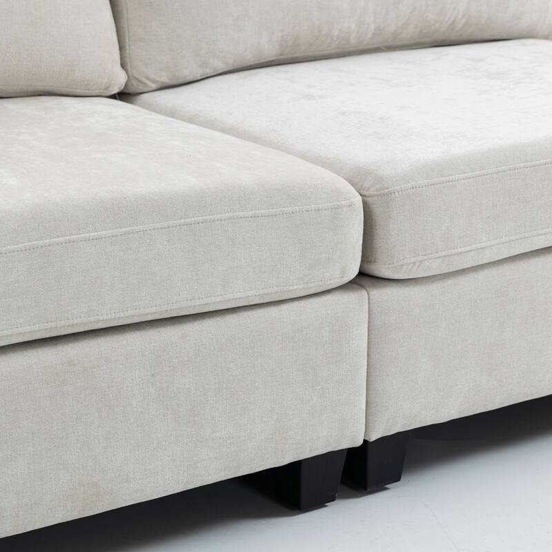 Chenille Upholstered 3 Seater Sofa, Cloud Sofa with 2 Pillows, Deep Seat Sofa with Storage Pocket for Living Room, Apartment