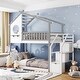 Twin-Over-Twin House Shaped Bunk Bed with Storage Stairway and Guard ...