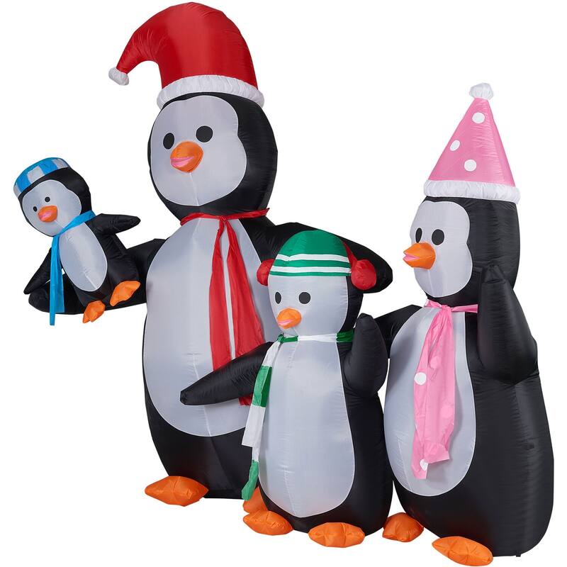 Christmas Time 10-Ft. Tall Penguin Family, Prelit Outdoor Christmas Inflatable with Storage Bag
