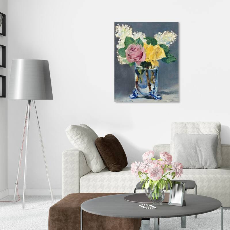 Wynwood Studio Floral and Botanical Edouard Manet - Lilacs and Roses Yellow and Traditional Wall Art Canvas Print - 36 x 30