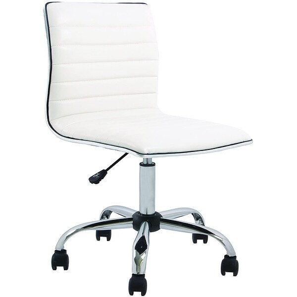 Upholstery White MidBack Office Desk Chair Faux Leather Height Adjustable Swivel 
