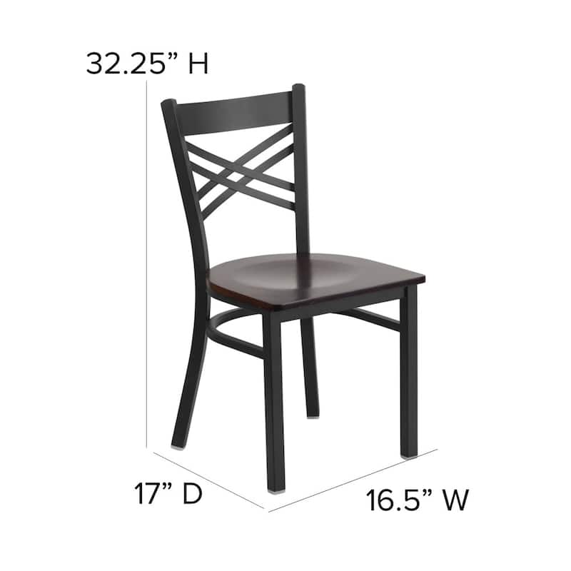 Steel X-back Restaurant Chair (Set of 2) - 16.5"W x 17"D x 32.25"H