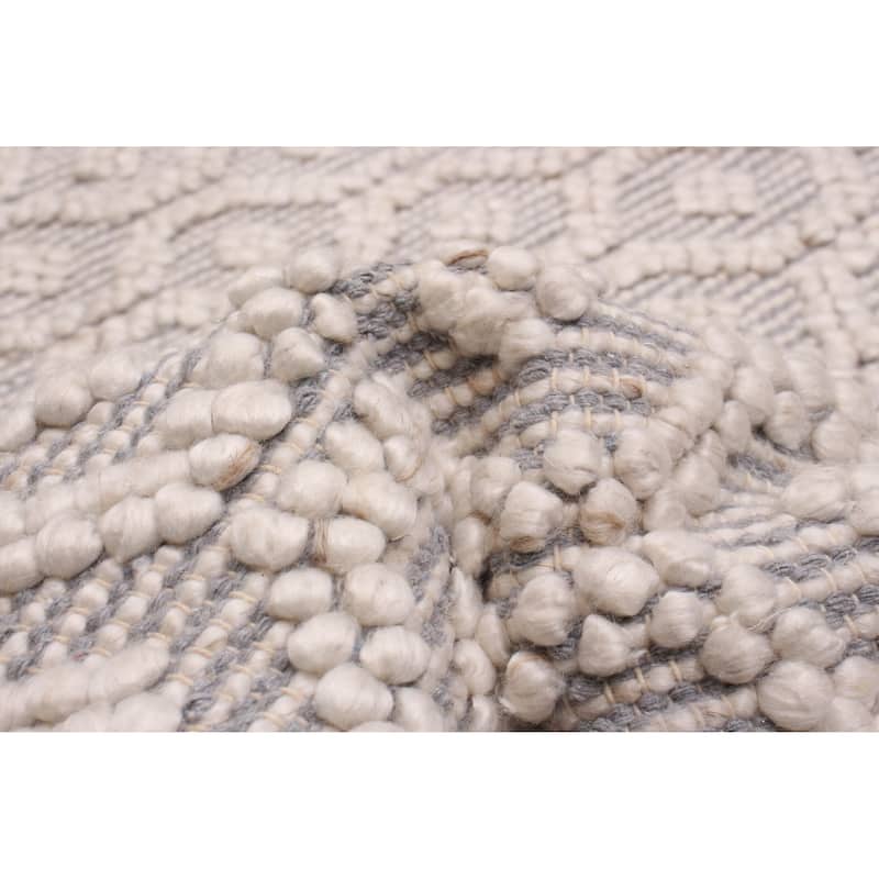 ECARPETGALLERY Braid weave Sienna Cream, Grey Wool Rug - 3'0 x 5'0