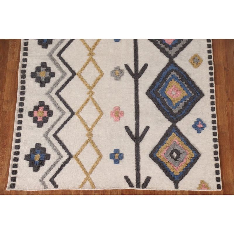 Moroccan Indian Area Rug Handmade Wool Carpet - 5'4"x 7'6"