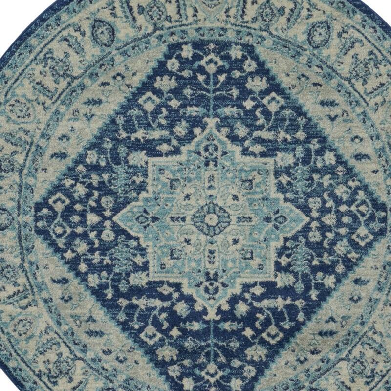 HomeRootsFloral Medallion Transitional Round Area Rug - 63' X '63' X '0.5
