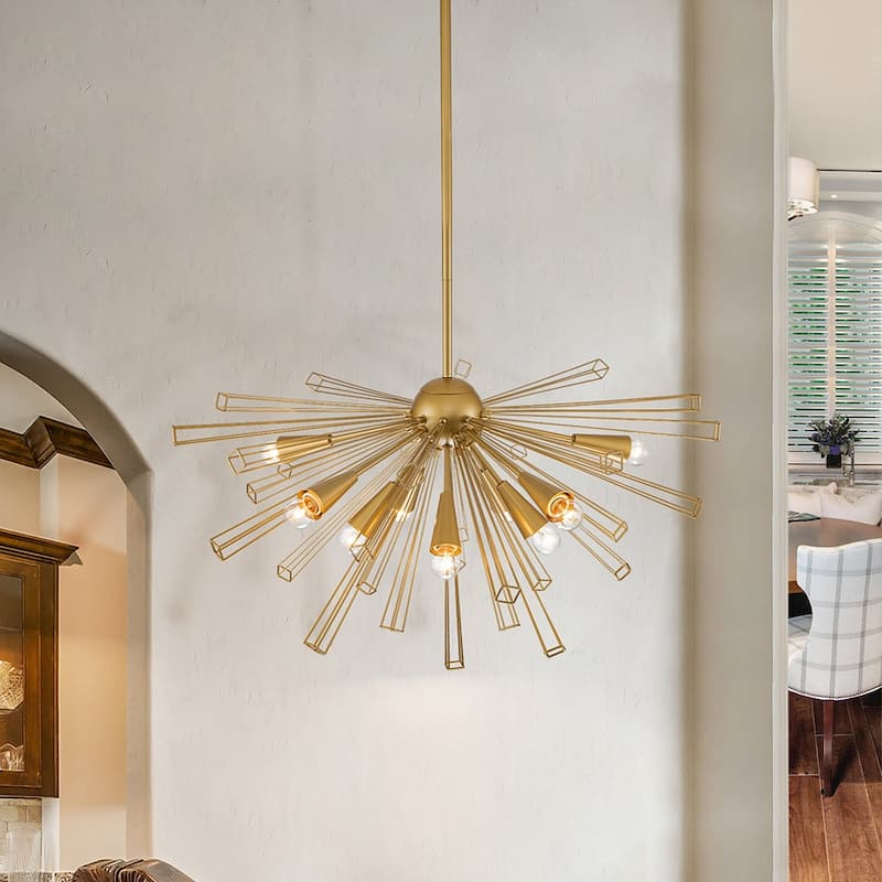 OYIPRO 10-Light 34" W Contemporary Geometric Dandelion Sputnik Sphere Chandelier