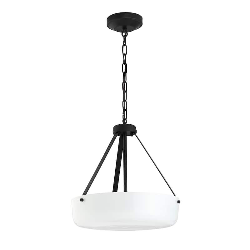 Lieon Two-Light Convertible Pendant with White Glass - Black - 16