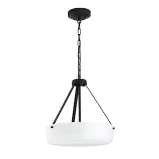 Lieon Two-Light Convertible Pendant with White Glass - Black - 16
