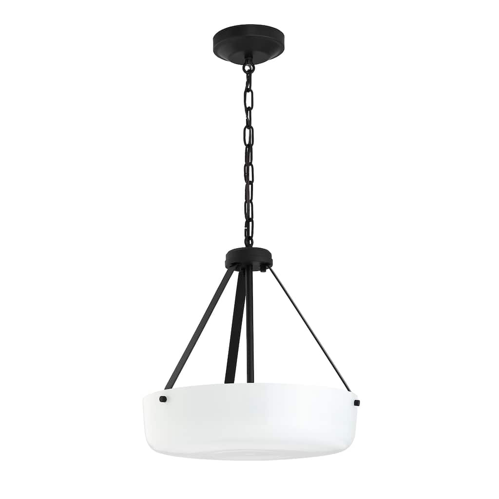 Lieon Two-Light Convertible Pendant with White Glass - Black - 16