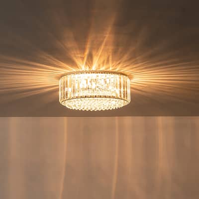 Modern 3-Light Crystal Hallway Flush Mount Ceiling Light Entryway Chandelier - W13.78"
