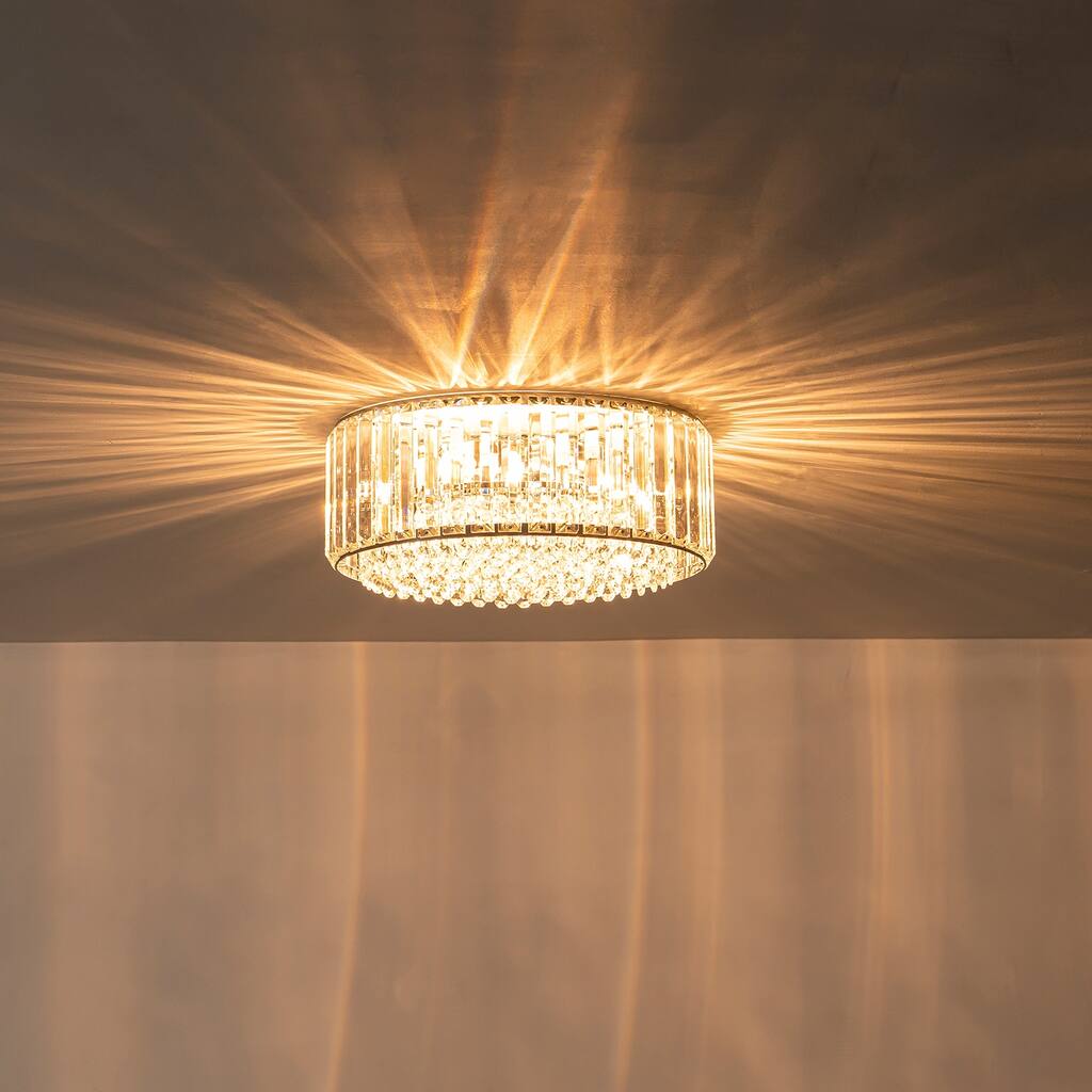 Modern 3-Light Crystal Hallway Flush Mount Ceiling Light Entryway Chandelier