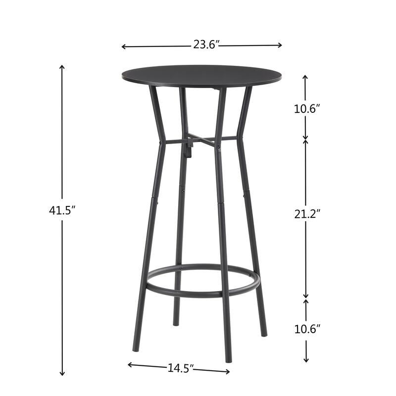 Modern 3-Piece Dining Set with Round Table & 2 Counter Height Bar Chairs