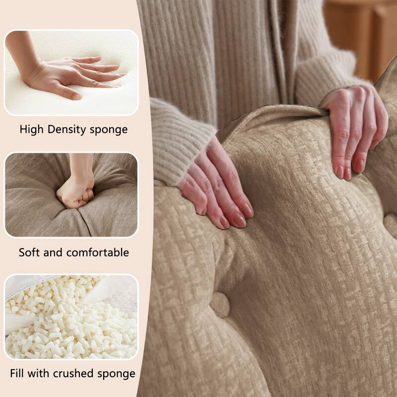 107.8" Chenille Sectional Sofa with Movable Ottoman