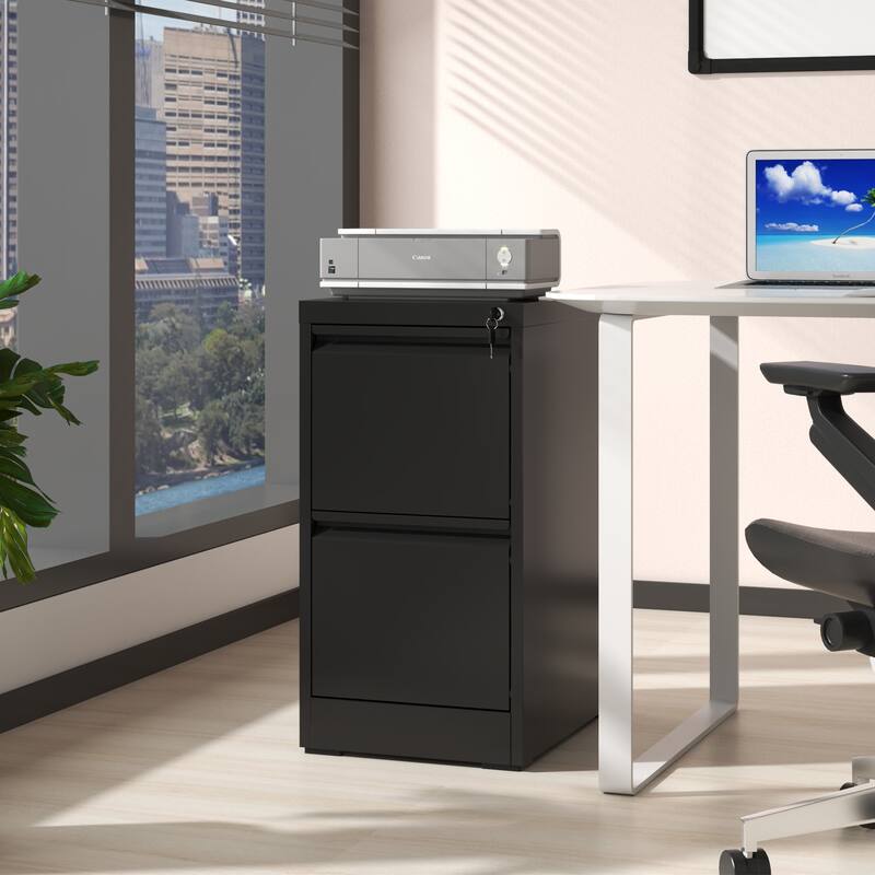 Modern Filing Cabinet, Vertical Filing Cabinet with Full-extension Drawers and Locks, for Home Offices, White