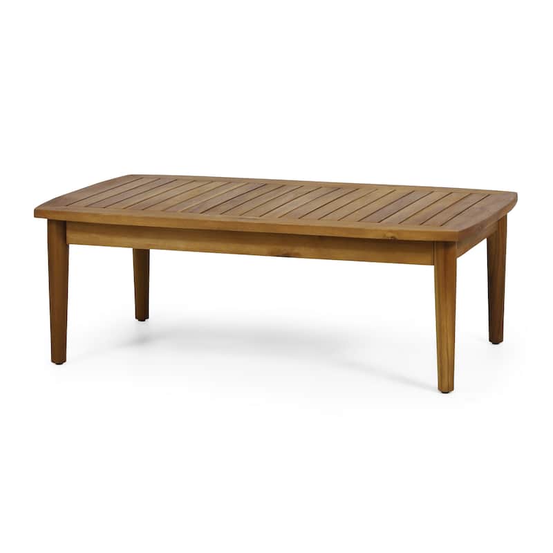 2pc Outdoor Loveseat and Table Set, Teal Cushions, Brown Wood Frame