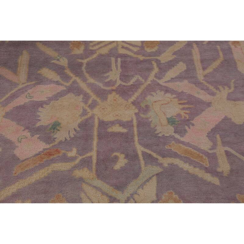 Hand Knotted Oriental 100% Wool Carpet Transitional All-Over Purples Oushak Area Rug - 12' 10'' X 10' 2''