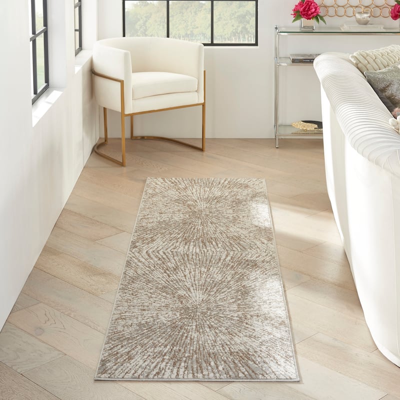 Nourison Home Metallic Modern Abstract Area Rug - 2'2" x 7'6" - Grey