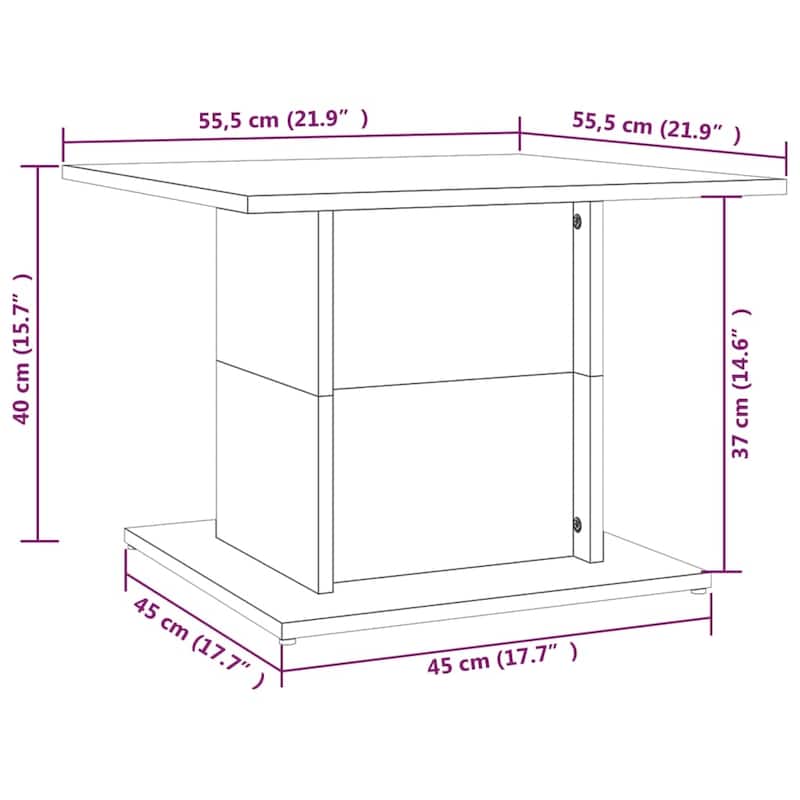 vidaXL Coffee Table End Table Sofa Table Living Room Furniture Engineered Wood - 21.9"x21.9"x15.7"