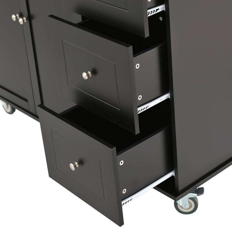 Multifunctional Kitchen Cart with Spice Rack and Adjustable Shelves