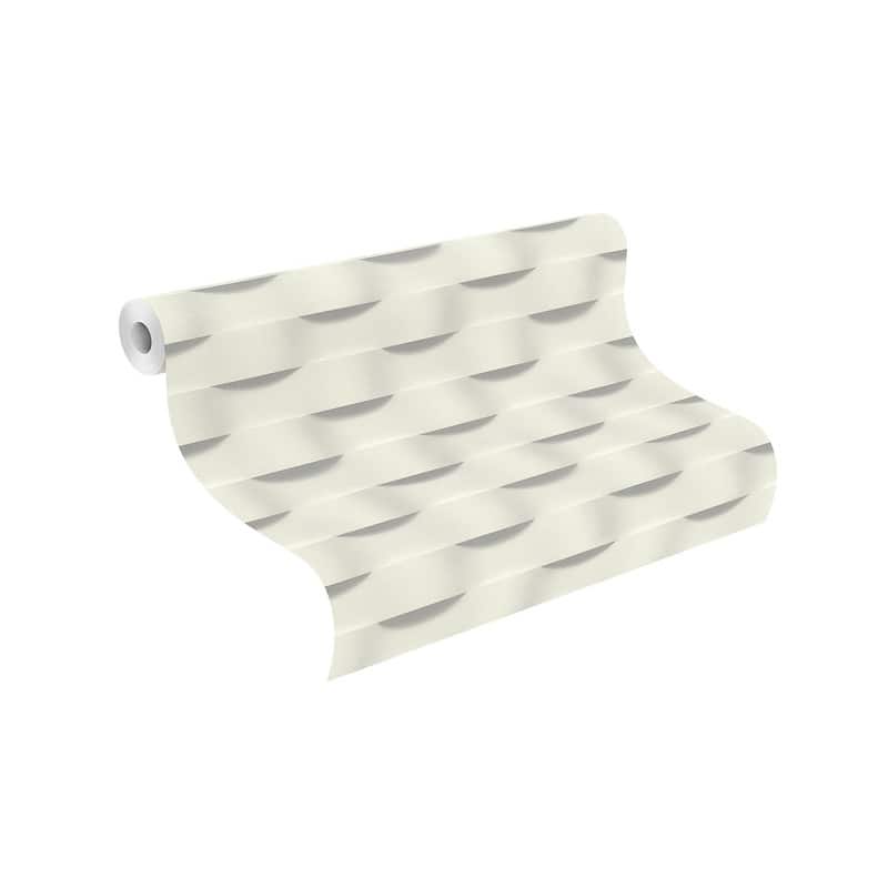 Rasch Clarice Grey Geometric Ripple Wallpaper - 20.5 x 396 x 0.025