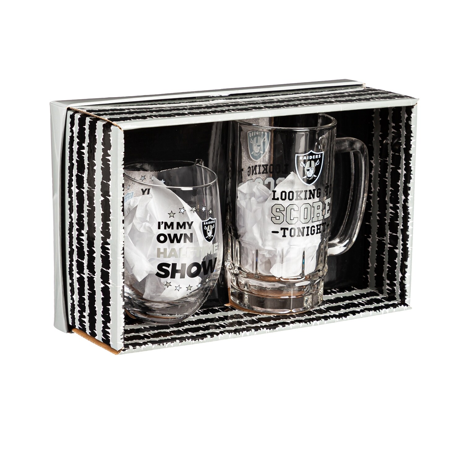 Las Vegas Raiders, 17 oz Stemless Wine Glass and 16 oz Beer Mug Gift Set -  Bed Bath & Beyond - 40987013