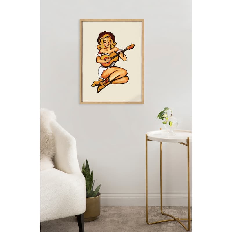 Kate and Laurel Sylvie Smokey Eyes Cowgirl Framed Canvas by The Whiskey Ginger