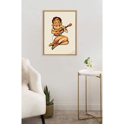 Kate and Laurel Sylvie Smokey Eyes Cowgirl Framed Canvas by The Whiskey Ginger