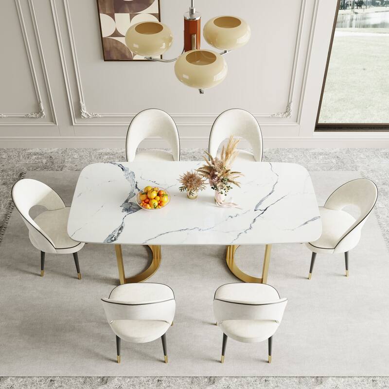 JASIWAY 6-Person Modern Rectangular Dining Table with 6pcs Chairs