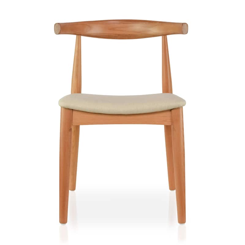 Walnut Dark Wood PU Leather or Beige Fabric Cushion Seat Dining Chairs Desk Side for Living Room Bedroom Kitchen Accent