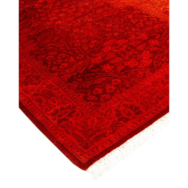 Overton Hand Knotted Wool Vintage Inspired Modern Contemporary Overdyed Orange Runner Rug - 2' 8" x 8' 3"