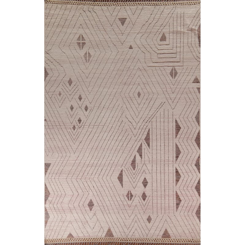 Earth Tone Moroccan Oriental Large Area Rug Handmade Wool Carpet - 9'7"x 13'9"