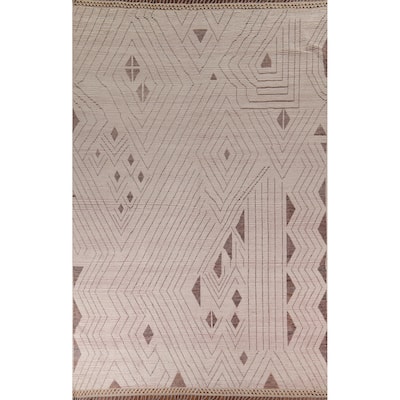 Earth Tone Moroccan Oriental Large Area Rug Handmade Wool Carpet - 9'7"x 13'9"