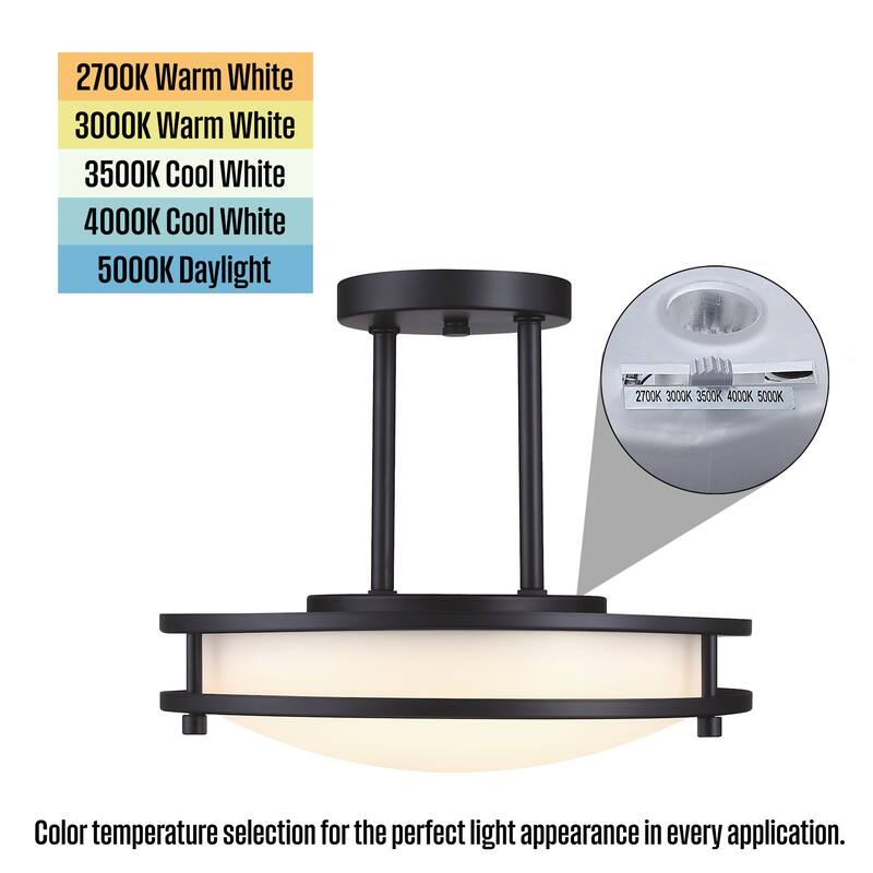 Westinghouse 6136600 Lauderdale 12" Wide LED Semi-Flush Bowl Ceiling