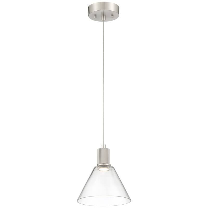 Port Nine Martini LED Pendant - Dedicated LED - Brushed Steel/Clear Glass