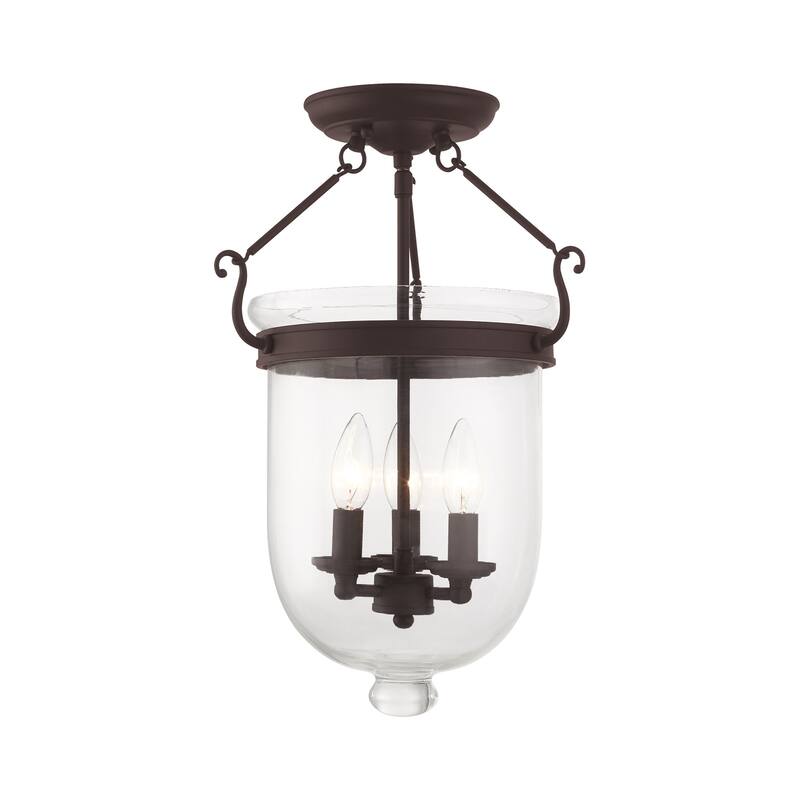 Livex Lighting Jefferson 3 Light Semi-Flush Ceiling Fixture - Bronze