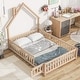preview thumbnail 3 of 25, Full Size Pine House-Shaped Headboard Floor Bed with Fence