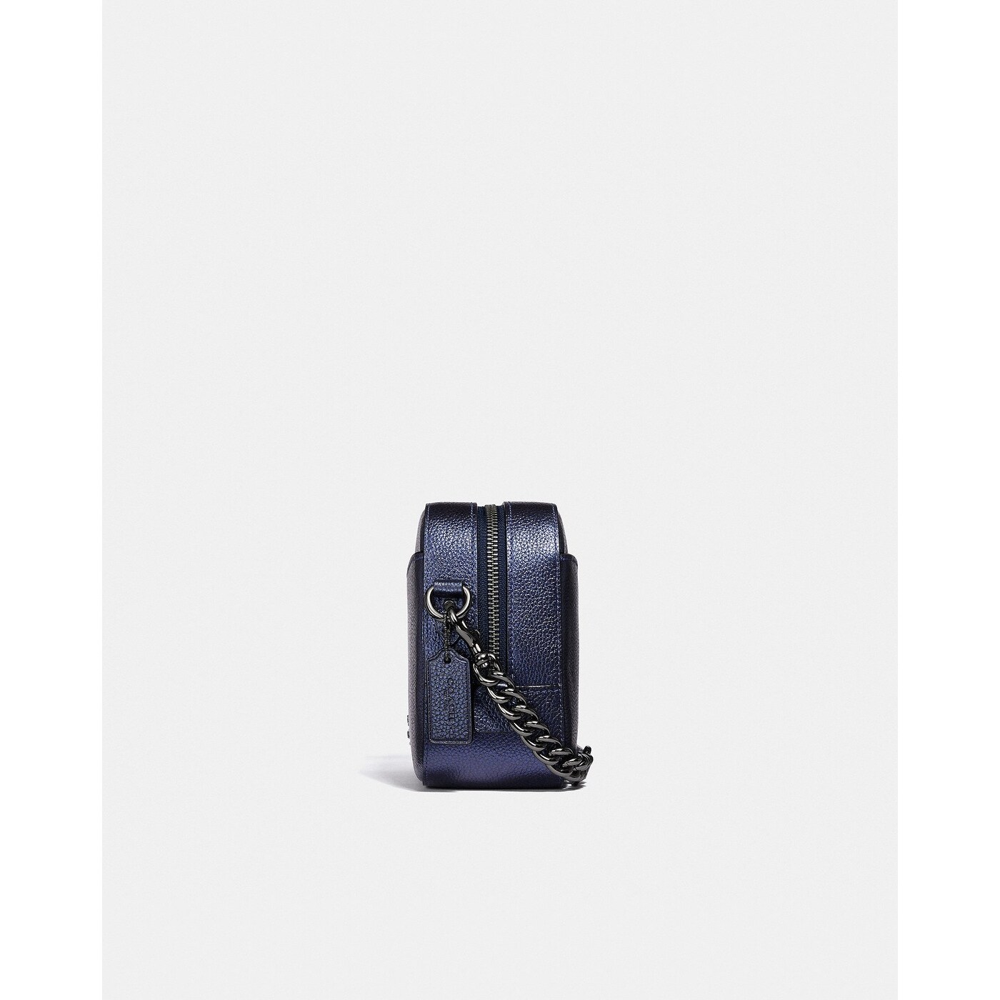 coach metallic blue camera bag