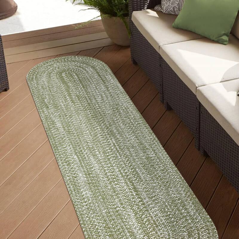 Superior Modern Rustic Bohemian Reversible Multi-Tone Braided Indoor Outdoor Area Rug