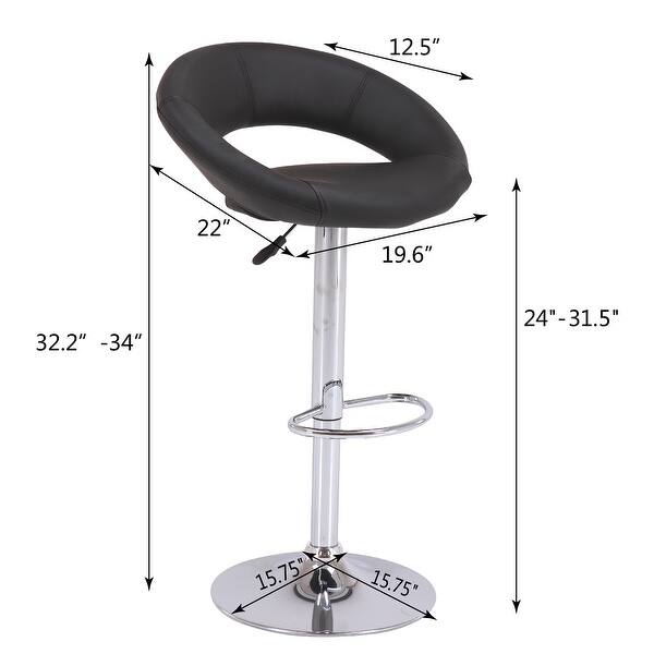 Brage Living Cosmo Adjustable Height Swivel Barstools with Footrest, Black (Set of 2) Bed Bath