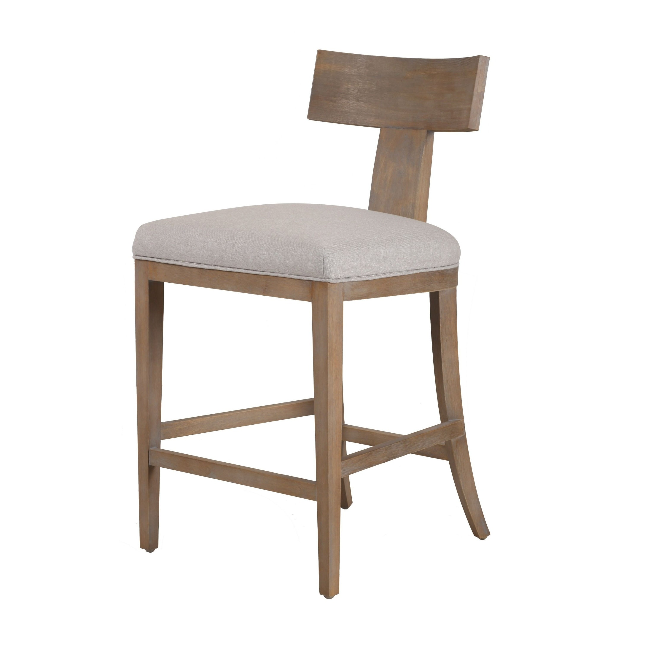 Modrest Fabien Mid-Century Modern Beige Linen & Wood Counter Chair