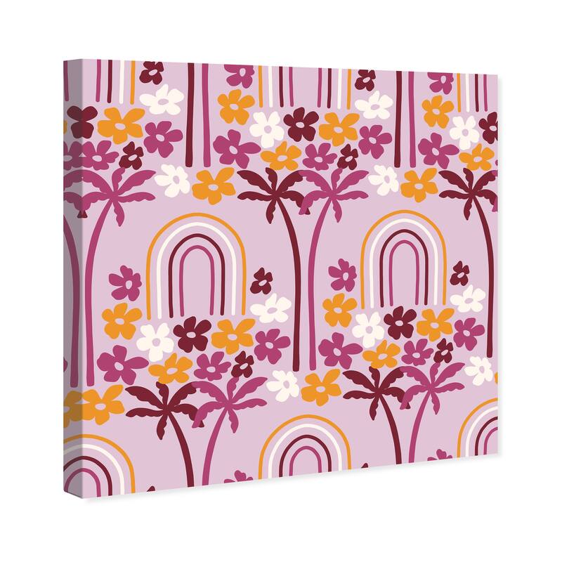 Wynwood Studio Canvas Abstract Floral Yard Invention Purple and Dark Yellow Modern & Contemporary Wall Art Canvas Print