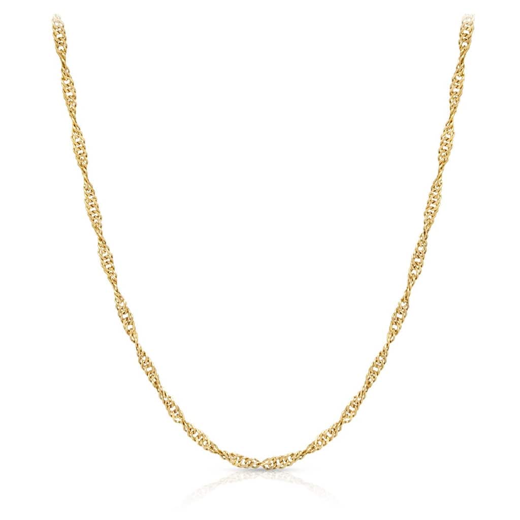14k Solid Rose Gold Singapore Chain Necklace (1.00mm) Size 16"-24"