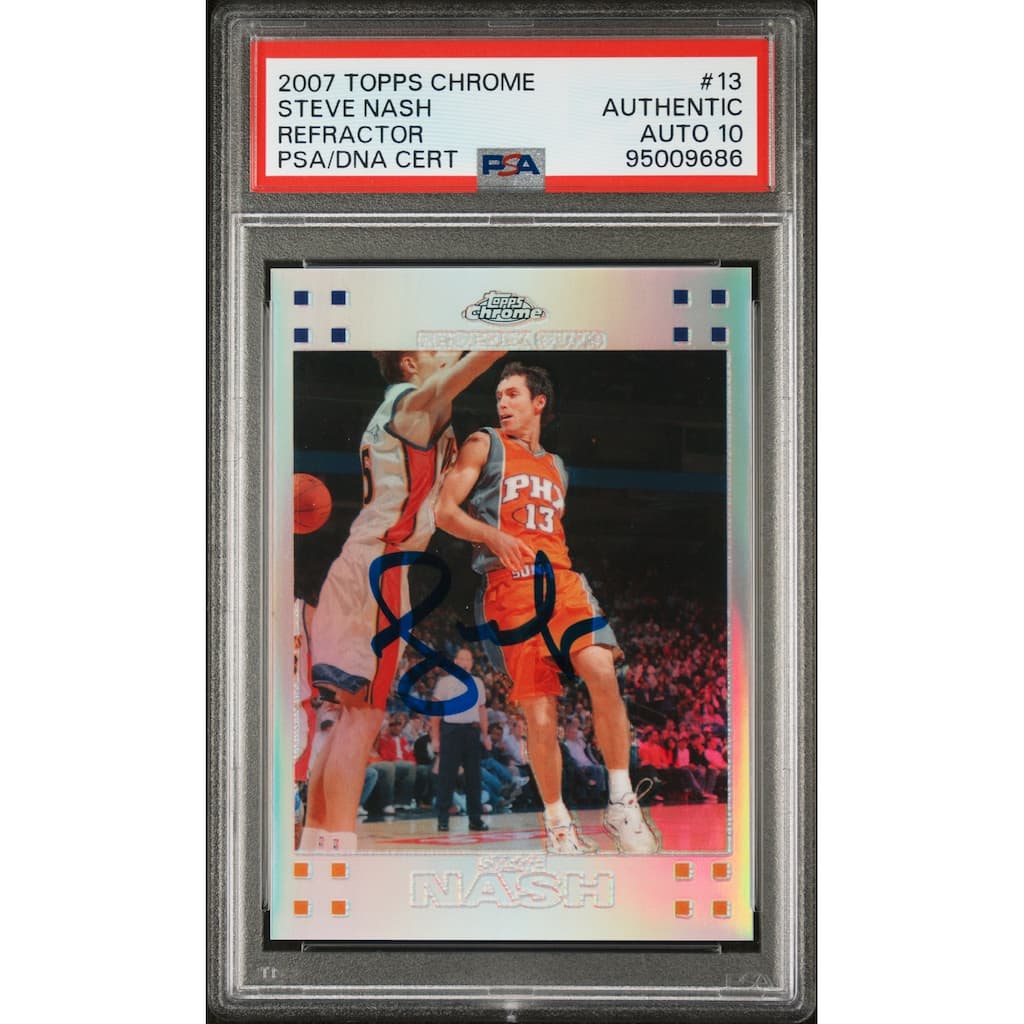 Steve Nash 2007 Topps Chrome Refractor Signed Card #13 Auto Graded PSA 10 298/999 - 8'6" x 11'6"
