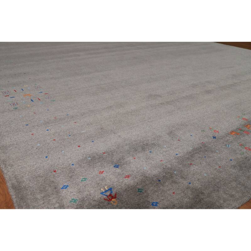Hand Knotted Oriental 100% Wool Carpet Tribal Tribal Greys & Charcoal Gabbeh Area Rug - 12' 0'' X 9' 1''