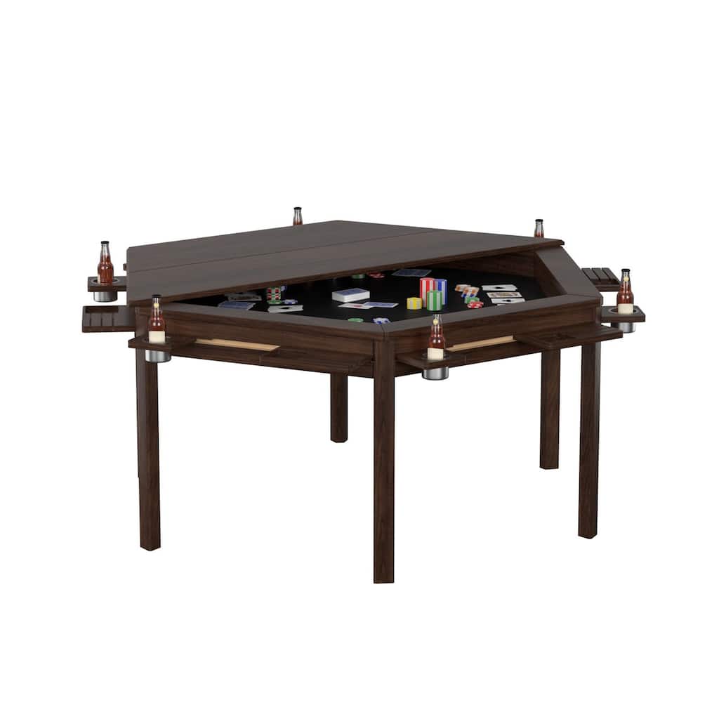 VEIKOUS Wood Board Game Table with Removable Top for Dining, Card Games, Chess