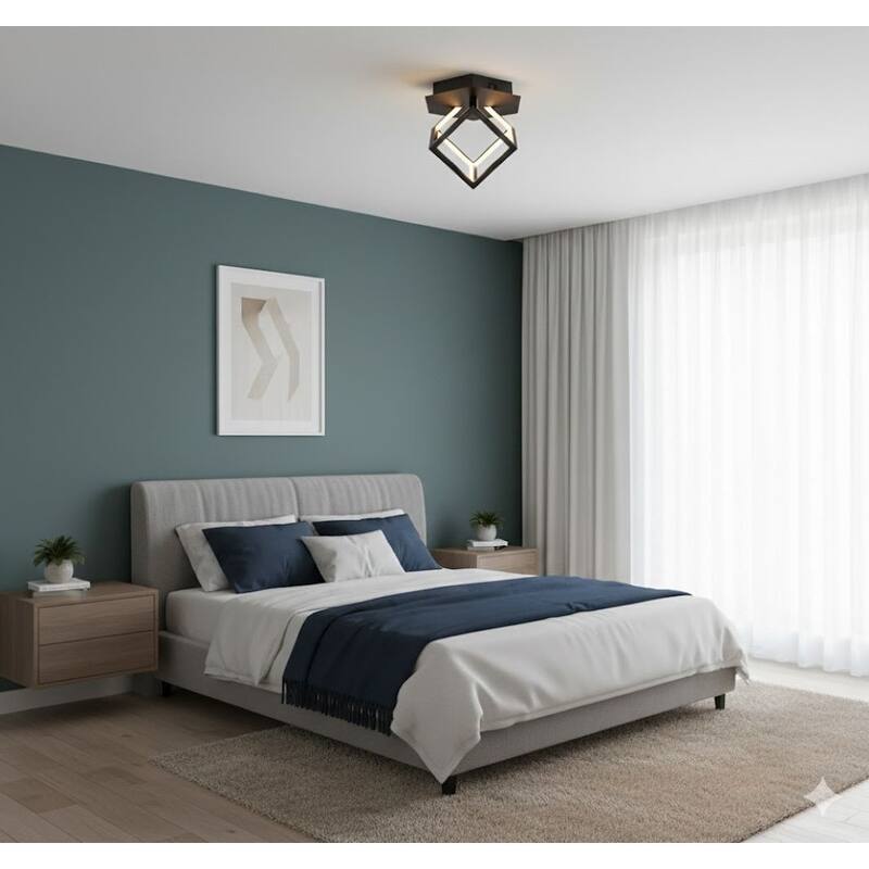 Black Aluminum Cube LED Flush Mount