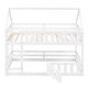 preview thumbnail 10 of 13, House Bunk Bed Toddler Floor Bed Solid Wood Kids Bed with Safety Fence and Lockable Small Door for Kids-Twin over Twin, White