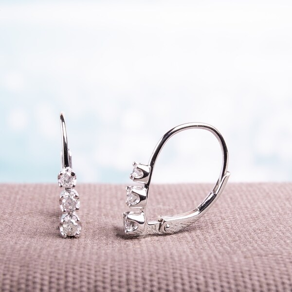 Miadora Sterling Silver 1/4ct TDW Diamond Leverback Earrings. Opens flyout.