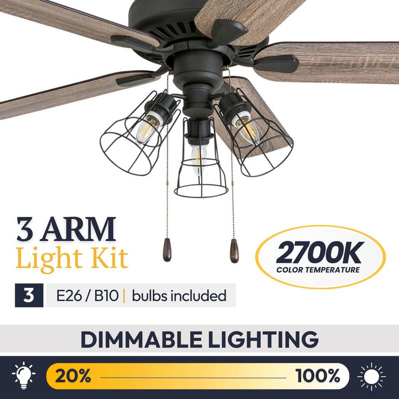 52" Prominence Home Inland Seas Bronze Industrial Style LED Ceiling Fan with Light, Remote Control