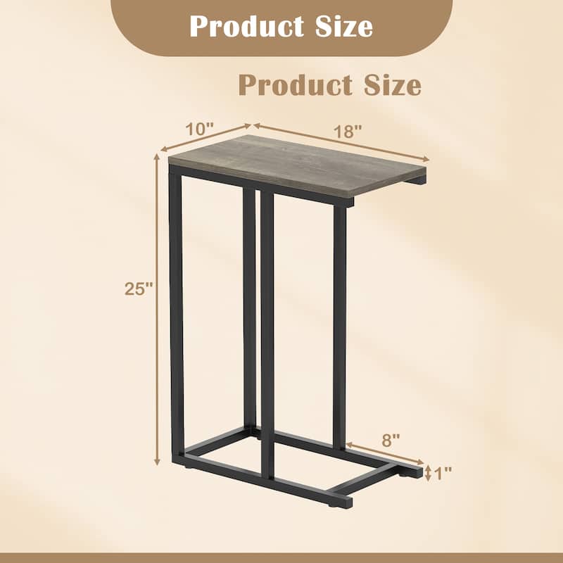 Gymax C-shaped End Table Modern Sofa Side Table w/ Adjustable Foot